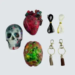 Glow in the Dark Zombie Brain Picky Pad Set of 3 Non-Remelt Beginner Friendly Anxiety Relief ADHD Sensory Skin Picking Fidget Skin Mania Relaxation Toy Spooky Activity Pony Beads Ages 8+