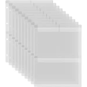 10 Pack A4 Size Plastic Binder Pockets,4 Holes  PVC Folders Loose Leaf Bag forBudgeting Loose Leaf Bags Planner Insert Pouches Photo,Document,  &  Storage Bills Organizer (3 Grid)