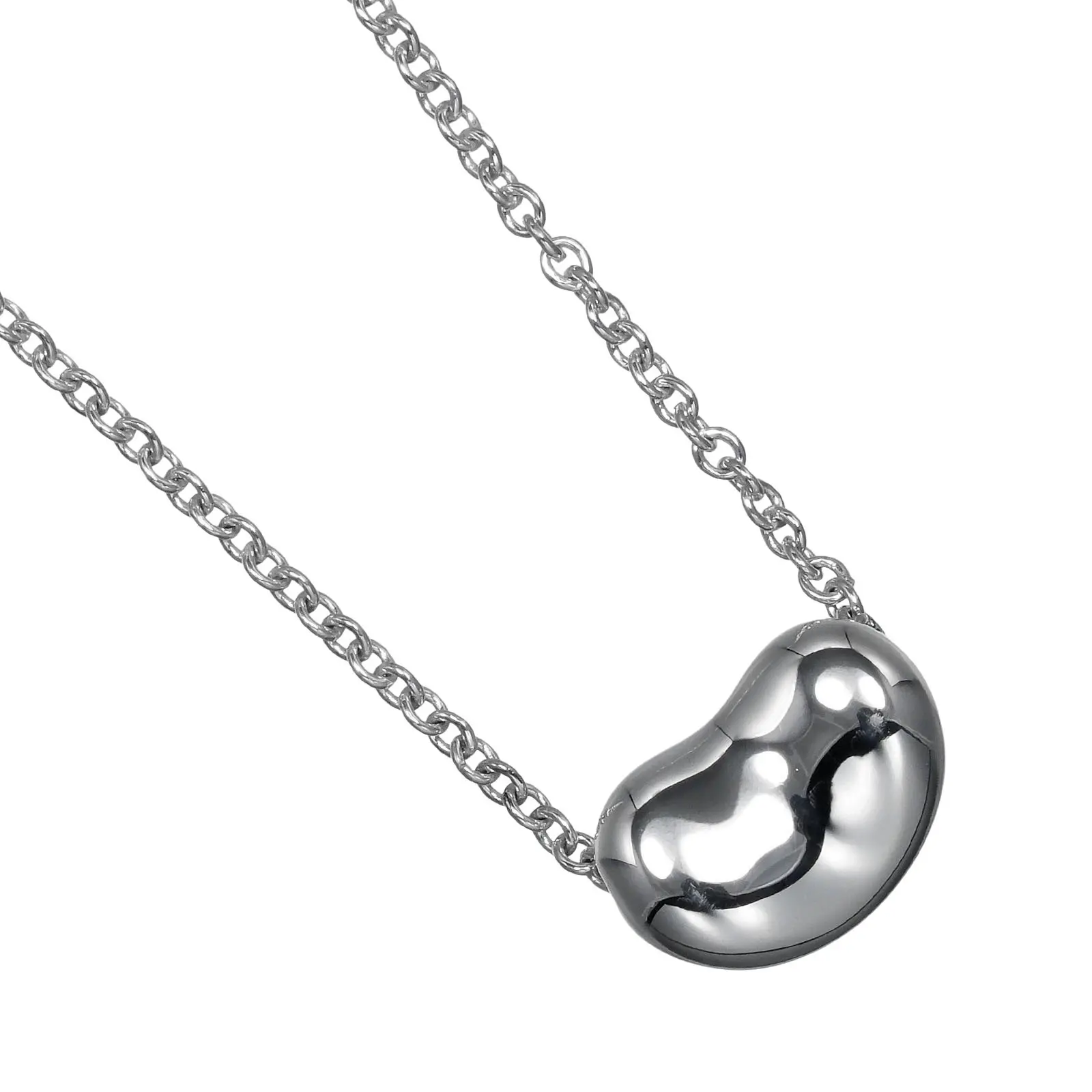 Pre-owned Tiffany & Co. Sterling Silver 925 (Ag925) Small Leather Goods Bean Silver 925 Necklace