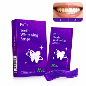 PAP+ Teeth Whitening Strips, Purple Tone Correction Whitening Strips, 7 Treatments / 14 Strips, Mint Flavor, Easy At-Home Smile Care