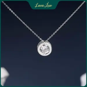 LavaJewelry Monet Gemstone Necklace, 925 Silver Pendant, 3 carat CZ Necklace for Woman and Girls, Gift for Her