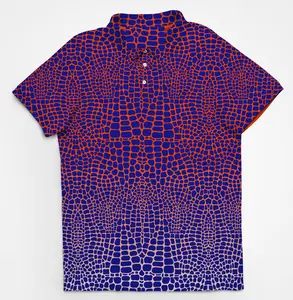 Chubbs Golf Polo Shirt 2026 – Blue & Orange Gradient Gator Print | Lightweight Breathable Performance Polo