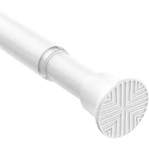 Spring Tension Curtain Rod 32-76 inch Adjustable Expandable No Drilling White Tension Rods for Window Doorway Kitchen Curtain
