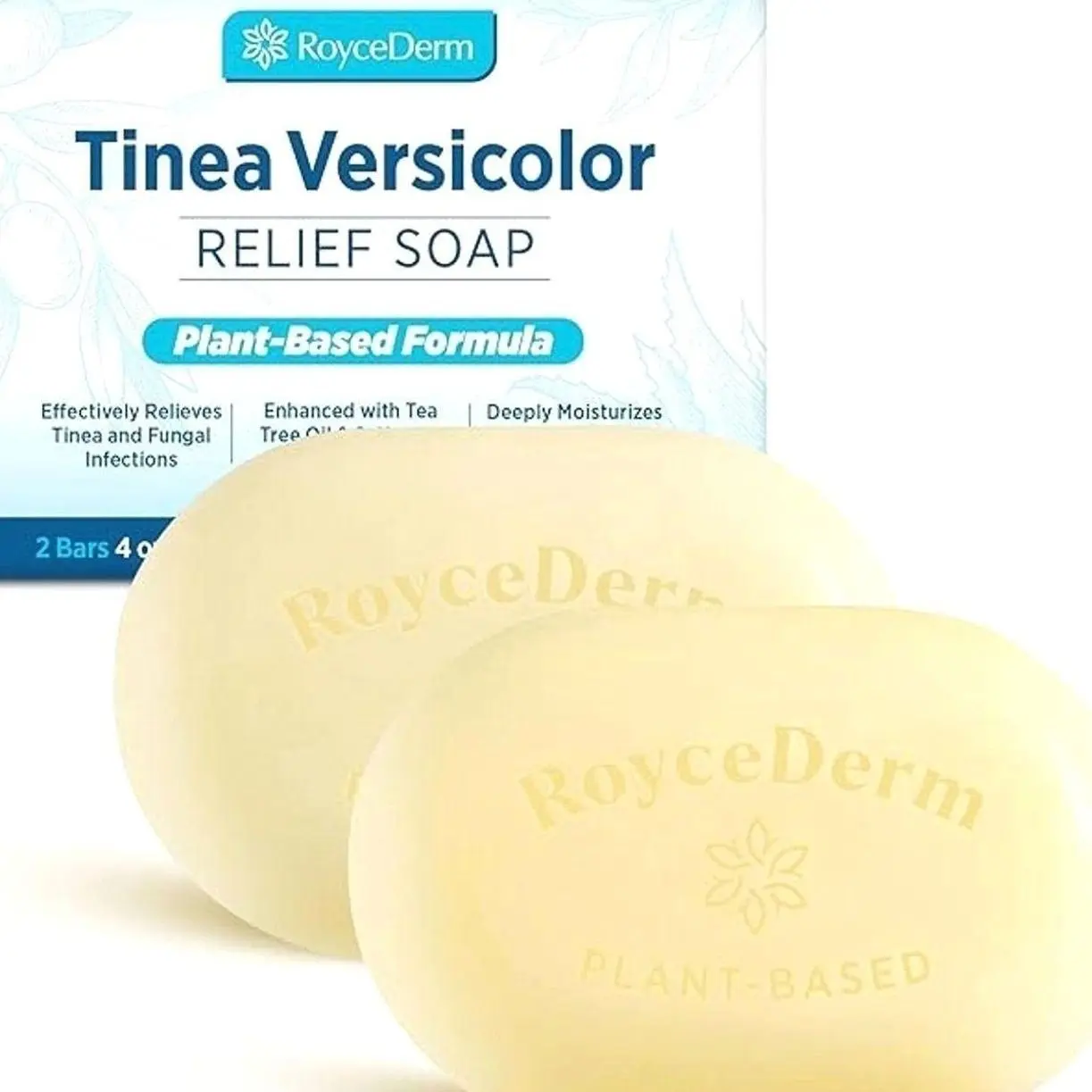 Roycederm Tinea Versicolor Relief Soap: Tea Tree Oil & Sulfur Cleansing Bar, Soothes Irritation, Hydrates & Supports Skin Health