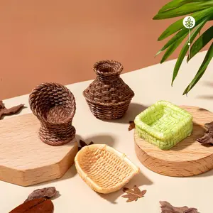 5pcs Zen Miniature Set, Bamboo Resin Furniture, Home Decor, Shelf Decor, Office Home Decor, Eco Bottle, Handmade DIY, Asian Style Desktop Decoration, Small Room Furniture, Cute Collectible Figurines