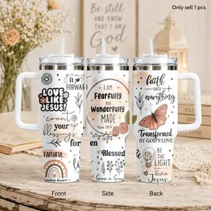 GuLuBoo Faith God Jesus Vacuum Flasks 40oz Stainless Steel Insulated Tumbler, Leak proof Travel Mug with Straw & Handle, Portable Water Bottle Keeps Ice All Day for Coffee, Gym & Office, Fashion Drinkware Cups Ideal Holiday Gifts