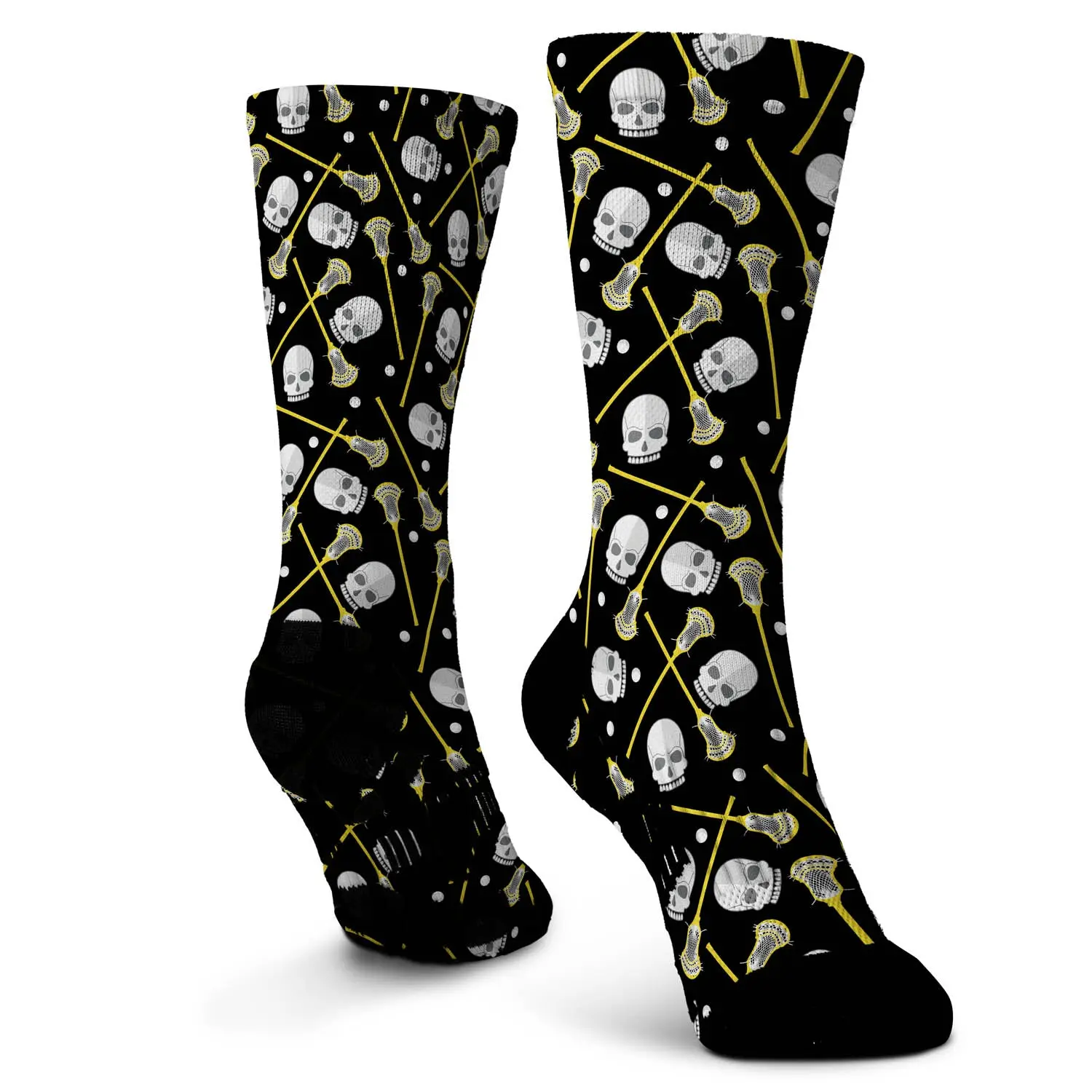 Men's Lacrosse Graphic Print Flex Mid-Calf Crew Socks - Diehard, Menswear, Moisture-Wick Performance Blend, Halloween