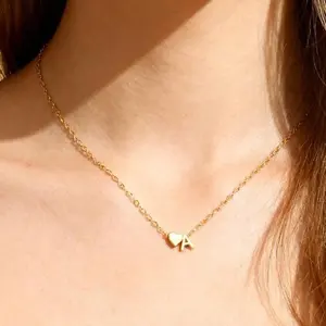 [Summer Vibes] Gold Heart Initial Necklace A–Z | Personalized Letter Pendant | Cute Dainty Name Necklace for Women & Girls | Perfect Gift for Birthday & Christmas