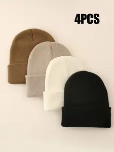 2pcs/3pcs/4pcs Variety Pack, Beanie Fitted, Durable & Versatile Design, Ideal for Everyday Use, Perfect Gift Option, High-Quality Material