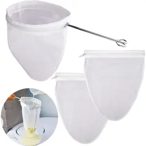 Ultra Fine Mesh Strainer Bags,  Mesh Filter Bags with Stainless Steel Handle Frame for Filter NutMilk, Coffee, Milk, Butter, Juices and Fresh Cheese (Small Size)