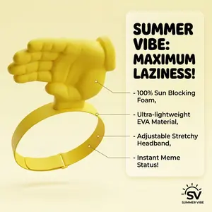 Funny Foam Hand Sun Visor Hat & Silly Straw Glasses Set - "Maximum Laziness" Viral Meme Summer Accessories, Adjustable Novelty Hat for Pool Party, Beach & Gag Gifts