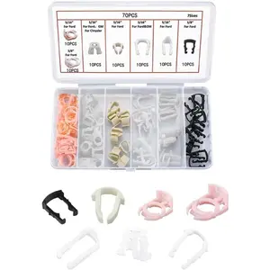 70PCS 7 Sizes Car Fuel Line Clips Assortment Kit, Plastic Fuel Line Retainer Clips Replacement 3/8" & 5/16" Fuel Line Clamp, Compatible with SUV Truck Car