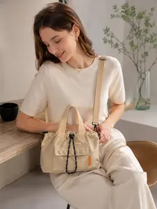 Fashion Drawstring Shoulder Bag for Women, Casual Canvas Tote Handbag with Adjustable Strap and Portable Handle, Stylish Everyday Purse for Travel Shopping Office and Weekend Outfits, Great Valentines Christmas Gift for Her