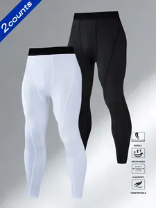 Men's Compression Running Pants, 2 Pack Fitness Undershorts, Quick-Dry Sports Underwear, Ideal for Gym and Training, Activewear Fitness