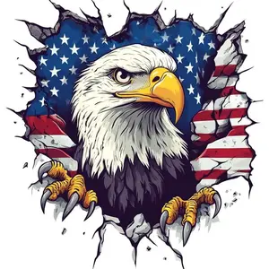 Peeking  Eagle with  Flag  Decal, Vinyl  Removable  Eagle, Eagle and  Pride, Window Rear Panel Bumper, 1 count (B)