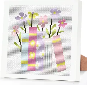 Book Cross Stitch Kits for Adults Beginners,Flowers Cross Stitch Kits with Framed,Embroidery Kit for Beginners,Partial 11CT Cross-Stitch Arts and Crafts for Adults 7x7inch