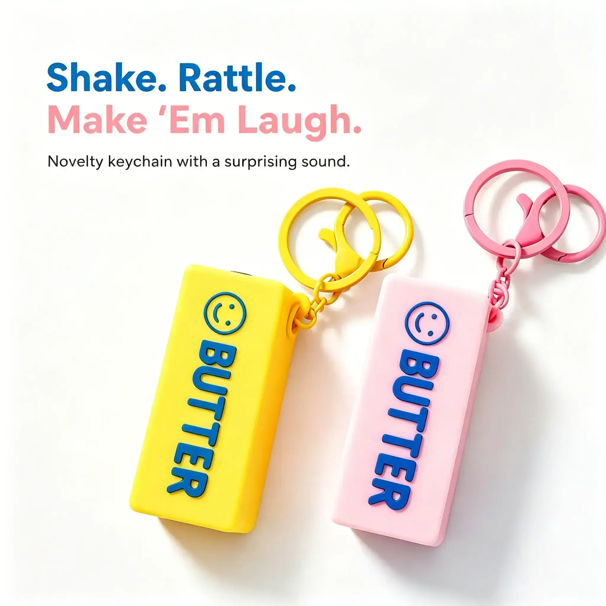 Creative Sound-Effect Mini Screaming Butter Stick Keychain - Compact Accessory with Meme-Style Humor, Prank Novelty Key Pendant for Bags & Car Keys, Great Gift for Friends