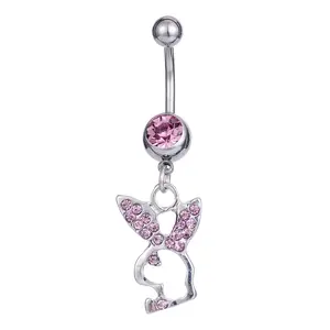 Hollow Out Rabbit Series Dangle Belly Button Rings for Women Stainless Steel Sweet Belly Ring Dangling Piercing Jewelry Personalized Gift