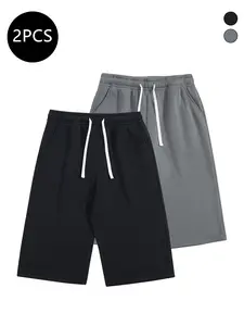 2-pack men’s summer athletic shorts—breathable seven-eighths shorts for running, workouts, fitness, and everyday casual wear.