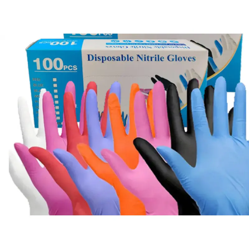 100 pieces per pack - blue Disposable Nitrile Gloves are durable, lightweight, free of latex and powder, and versatile. They are suitable for beauty and hair care, cleaning, automotive use, and tattooing.