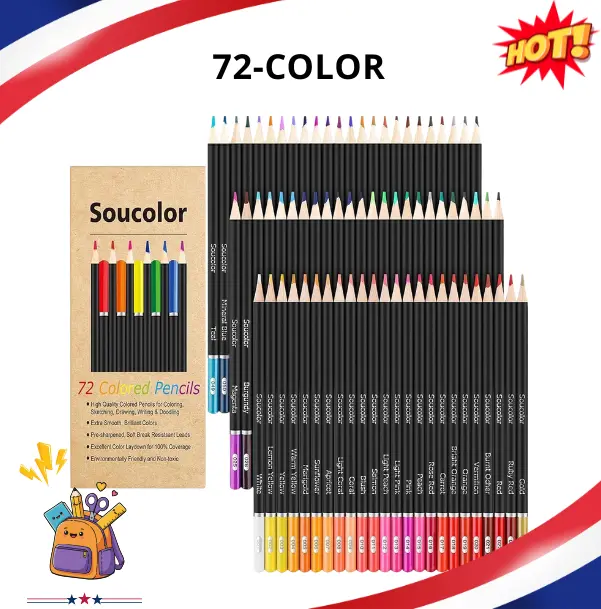 72 Color Art Pencil Set, Soft Core Colored Pencils for School, Drawing, Adult Coloring Books, Classroom & DIY Crafts