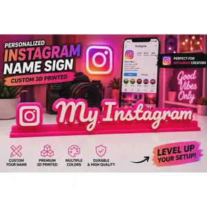 Personalized Instagram Name Sign, Custom 3D Printed Influencer Desk Decor, Social Media Gamer Tag Sign, Creator Room Gift