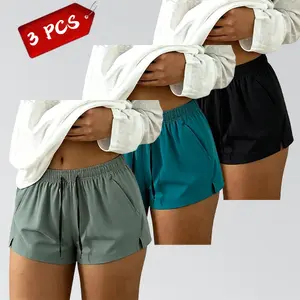 Women’s summer 3-pack lightweight casual shorts, breathable quick-dry fabric, side slit design, suitable for everyday wear, commuting, and vacation outfits