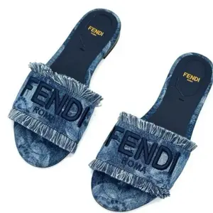 Fendi Denim Sandals Fringe Size 38.5