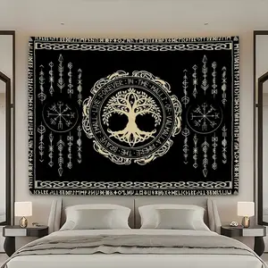 Viking Pattern Tapestry, Nordic Style Wall Hanging Tapestry, Wall Art Decor for Home Living Room Bedroom Study Room