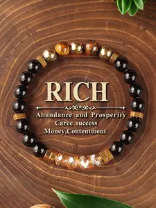 Men's Natural Iron Oxide Tiger Eye Crystal Bracelet, Abundance & Prosperity, Career Success, Spiritual Jewelry Gift, Crystal Beaded, Bead Bracelets, Tigers Eye Bracelet