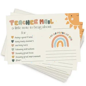 50PCS Boho Sunshine Teacher Mail Teacher Supplies for Classroom, Teacher Notes Home to Parents, Positive Behavior Cards