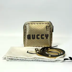 Pre-owned CHANEL GUCCI Retro Logo Camera Bag, Champagne Calfskin, 16cm, 2019, , Dust bag & shoulder strap includedN22600216