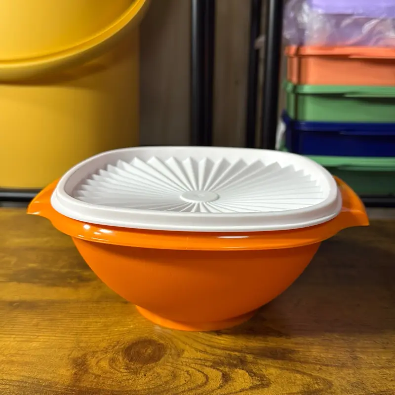Tupperware 1.3L Square Servalier Orange with White Lid