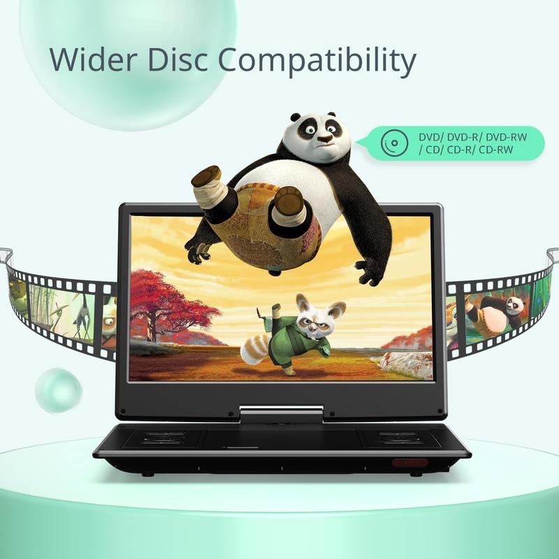 16.9" Portable Dvd Player With 14.1" Hd Swivel Screen For Car  4-6 Hours Playtime Smart Memory Playback Usb/sd Support [blu-ray Not Supported]