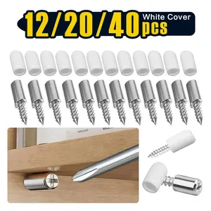 12-40pcs, Cabinet Shelf Pegs with Anti-Slip Silicone Sleeve, Wood/Metal Pegs for Fixed Shelves, Shelf Support Pegs for Cabinets