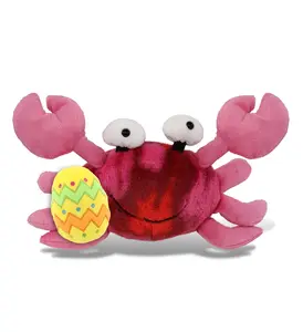DOLLIBU 12-in Super Soft Pink Tie-Dye Polyester Crab Shape Stuffed Toy with Yellow Easter Eggs - Spring-Themed Personalized Kids' Gift