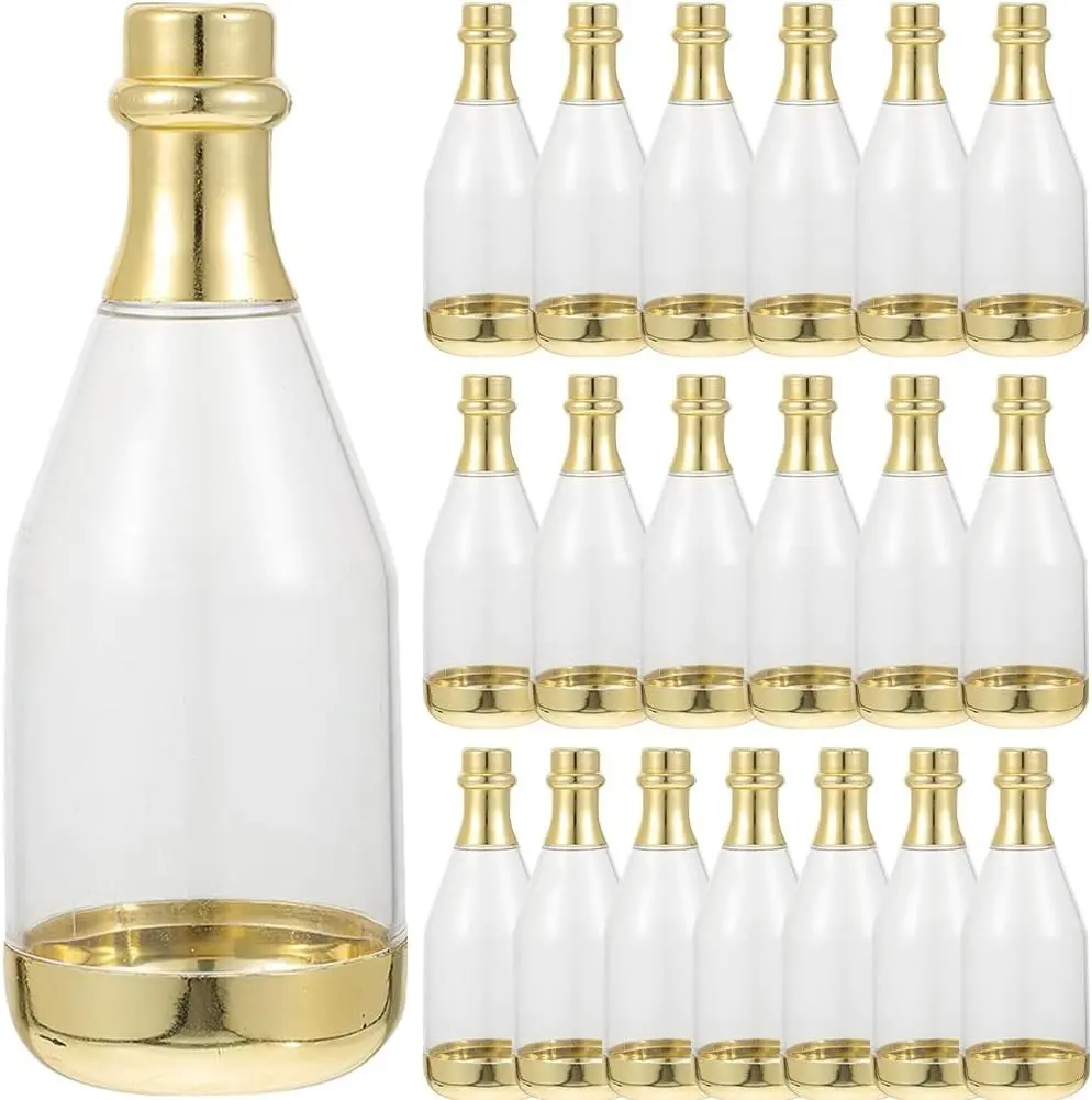 20pcs Champagne Party Favors, Mini Plastic Champagne Bottles, for Baby Shower Bulk Small Plastic Wine Alcohol Containers for Wedding Birthday Party(Gold)