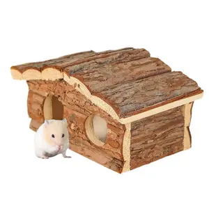 Pet Wood Shelter House Small Hideouts Play Tent Squirrels Cage Furniture