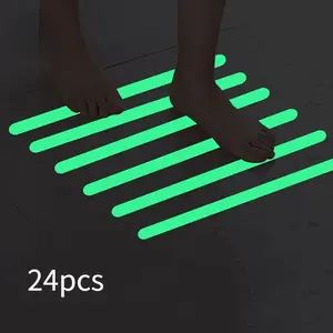 24pcs Bathtub Non-Slip Stickers Luminous Shower Mats For Showers Anti Slip Bath Tub Stickers With Scraper, Adhesive Showers Treads Slip Strip For Bath, Boats, Stairs, Swimming Pool