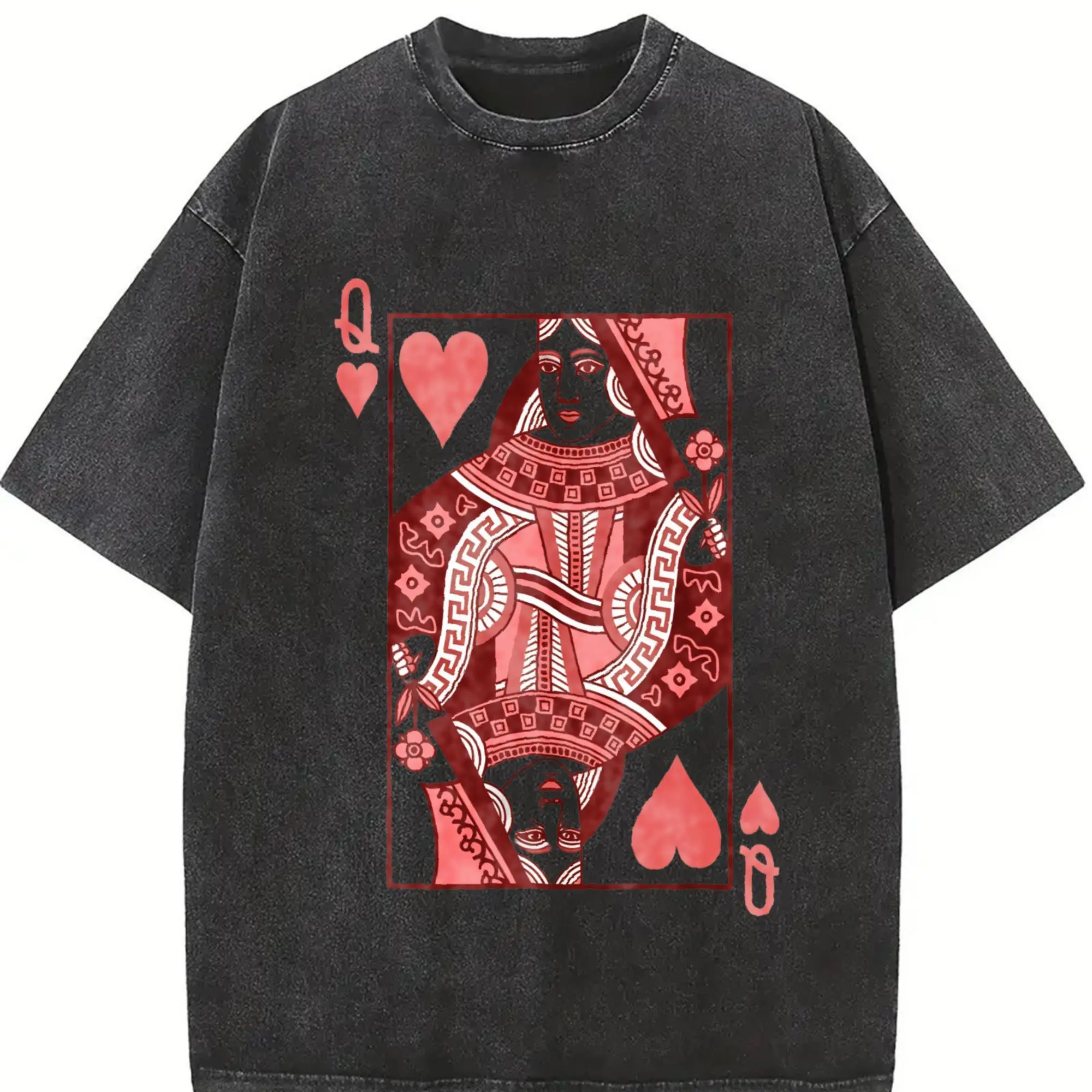 Women's Short-Sleeve Casual Round Neck Queen of Hearts Alice in Wonderland T-Shirt - Streetwear Clothes, Mothers Day Gift, Shortsleeve