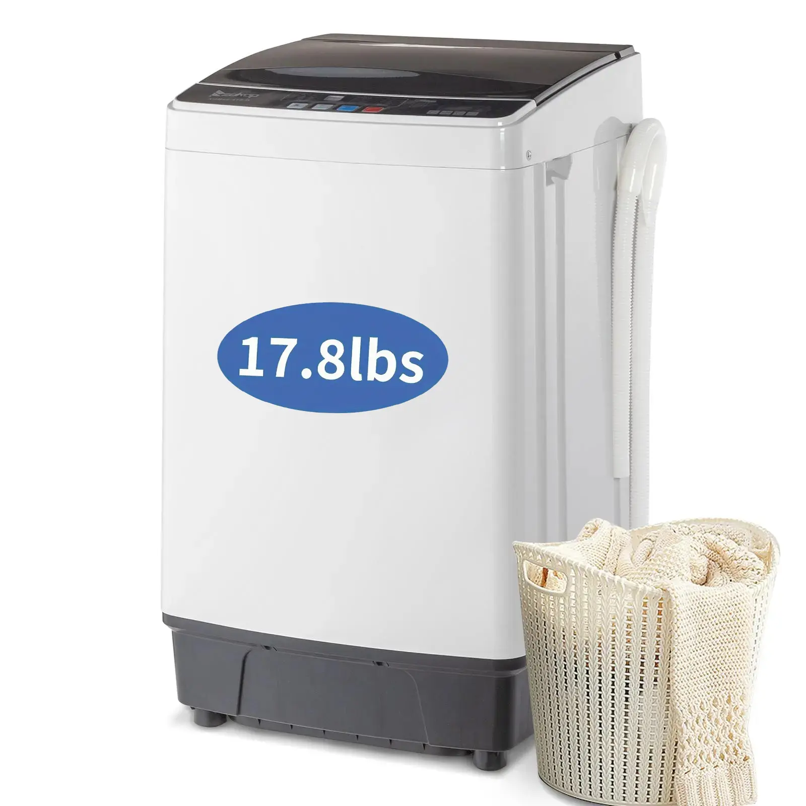2026 New Full Automatic Washing Machine with LED Display - 17.6Lbs Top Load Portable Mini Washer with Drain Pump, 10 Wash Programs, 8 Water Levels, 2-in-1 Washer Dryer for Apartments, RV Camping