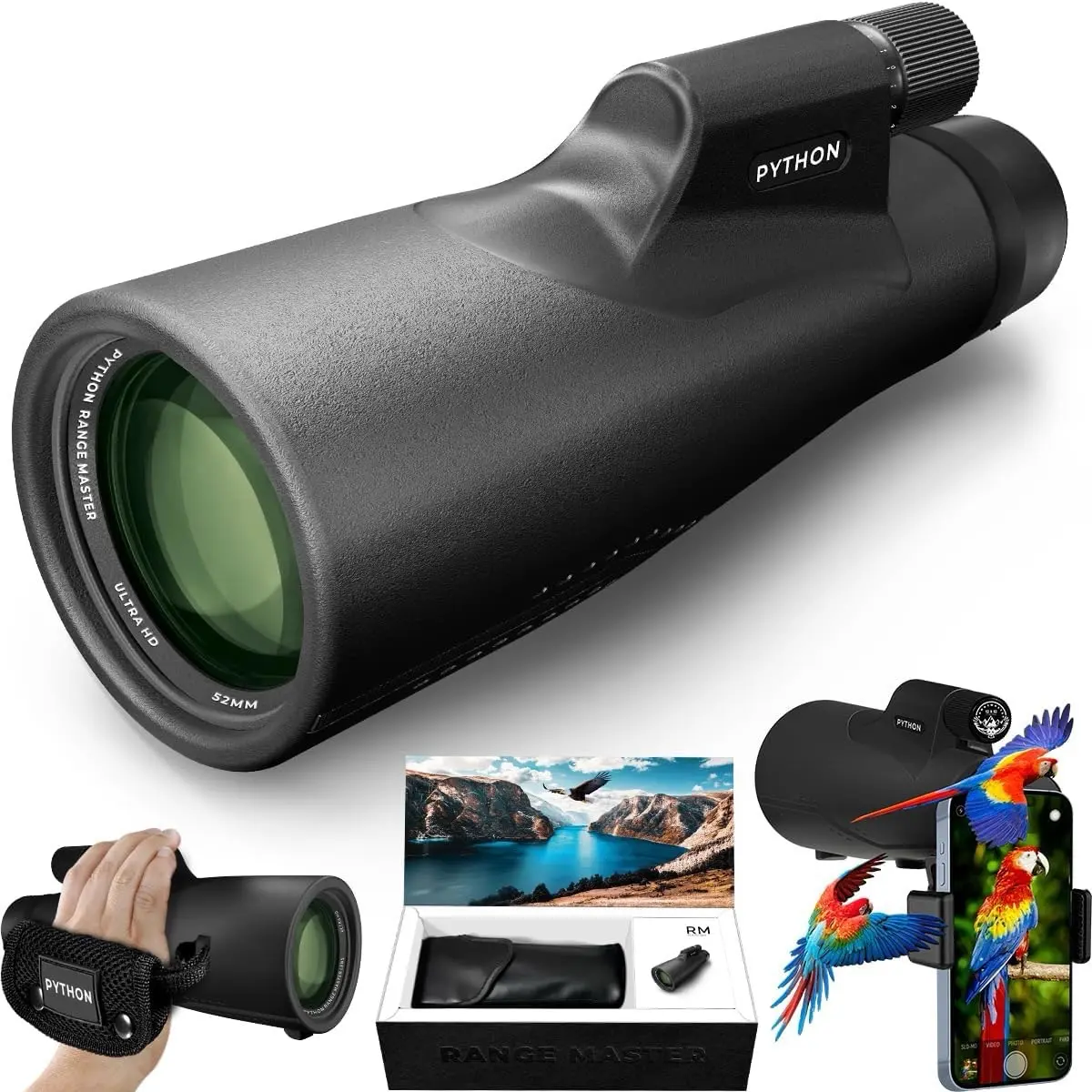 Python Range Master Ultra HD with Smartphone Adapter - 12x52 mm