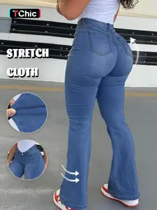 GILIPUR Y2K Style High-Waisted Flare Jeans, Casual Button Front Pocket Design, Slim-Fit Denim Jeans for All Seasons, Fashionable Everyday Wear