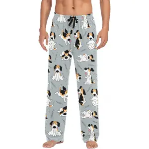 Men's Funny Cartoon Beagle Dog Pajama Pants Cotton Soft Comfy Sleep Lounge Pants Pjs Bottoms