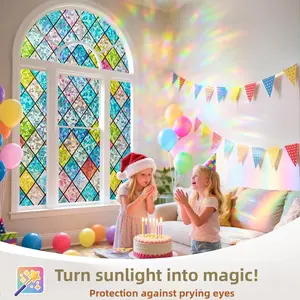 No-Glue Static Privacy Glass Film, Transparent See-Through Decorative Household Decal for Bedroom, Living Room (Tools & Hardware - Adhesives, Tapes & Sealers)