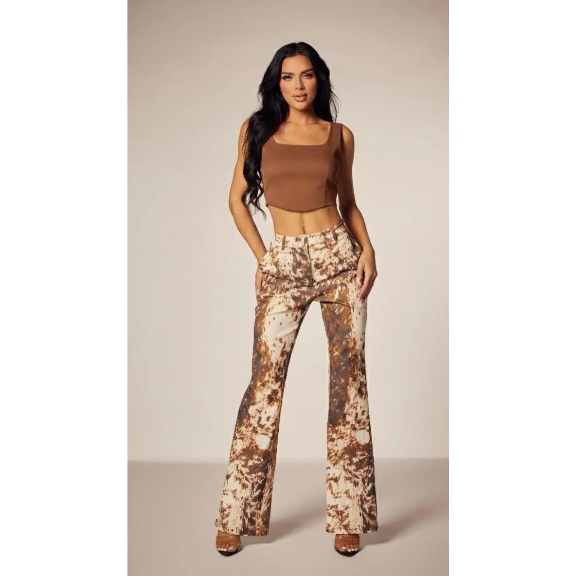 Cowhide Stretch Flare Pants