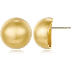 Stud Earrings for Women Half-ball Mattle Gold Sliver Studs Gold Brushed Button Earrings for Women Fashion Vintage Stud Earrings for Party Jewelry