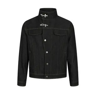 Inflation Fashion Streetwear High-Street Denim Short Jacket 2026 SpringTok New Deconstructed Top-Stitch Design Flight Buckle Stand Collar Coat Casual Stylish