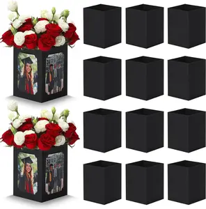 15 Pack Graduation Box Centerpieces for Table 6/7 Inch Photo Display，Picture Table Box Photo Props Frame for Grad Party Favors Birthday Wedding Dinner Party Graduation Decorations（Black） EQOREIIN