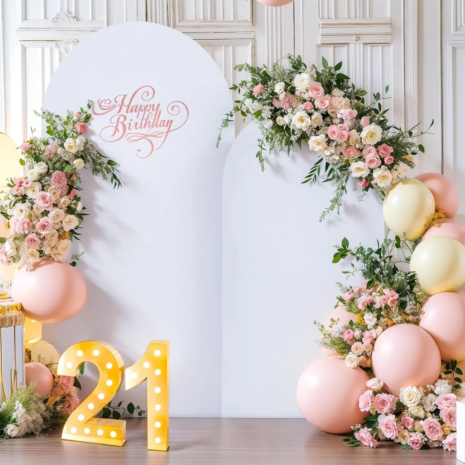 White Arch Backdrop Cover 7.2FT 6FT Spandex Arch Covers Stretchy Backdrop Set of 2, Double-Layer Wrinkle Free Wedding Arch Stand Cover Party Backdrop Curtains for  Shower Birthday Party Decoration